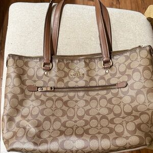 Coach Tan and Brown Signature Tote